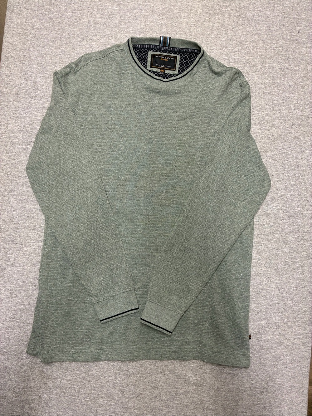 Nickel & Iron Men's Long-Sleeve Crewneck Tee in Sage Green